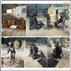 玩五子棋人物銅雕塑 玩五子棋人物銅雕塑