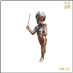 西方小孩彈小提琴銅雕塑 西方小孩彈小提琴銅雕塑