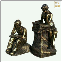 校園看書(shū)人物銅雕塑 校園看書(shū)人物銅雕塑