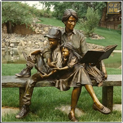 園林母子三人人物景觀雕塑