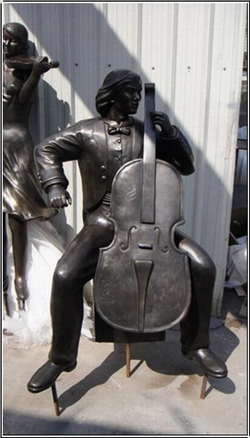 拉提琴人物銅雕塑 拉提琴人物銅雕塑